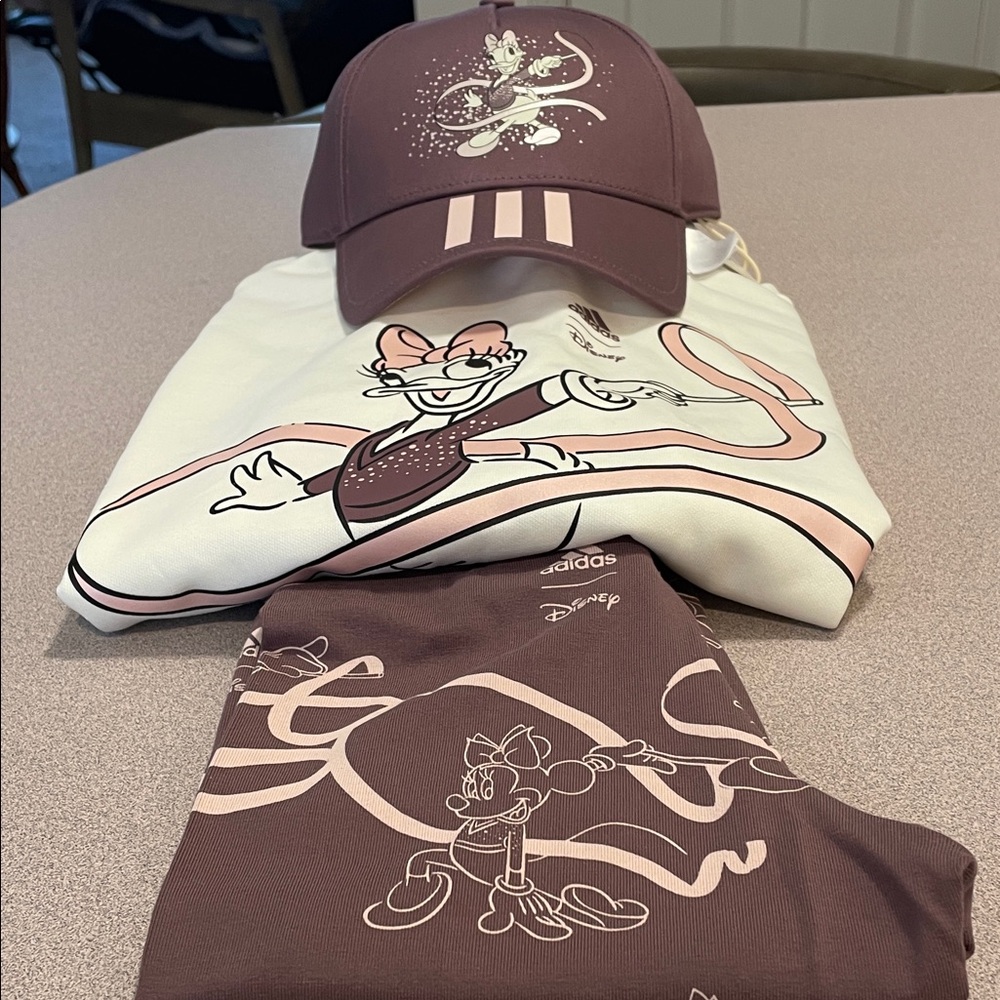 3 piece Adidas DISNEY MINNIE AND DAISY Set & Matching Daisy Cap NWT Soo Cute!!!!